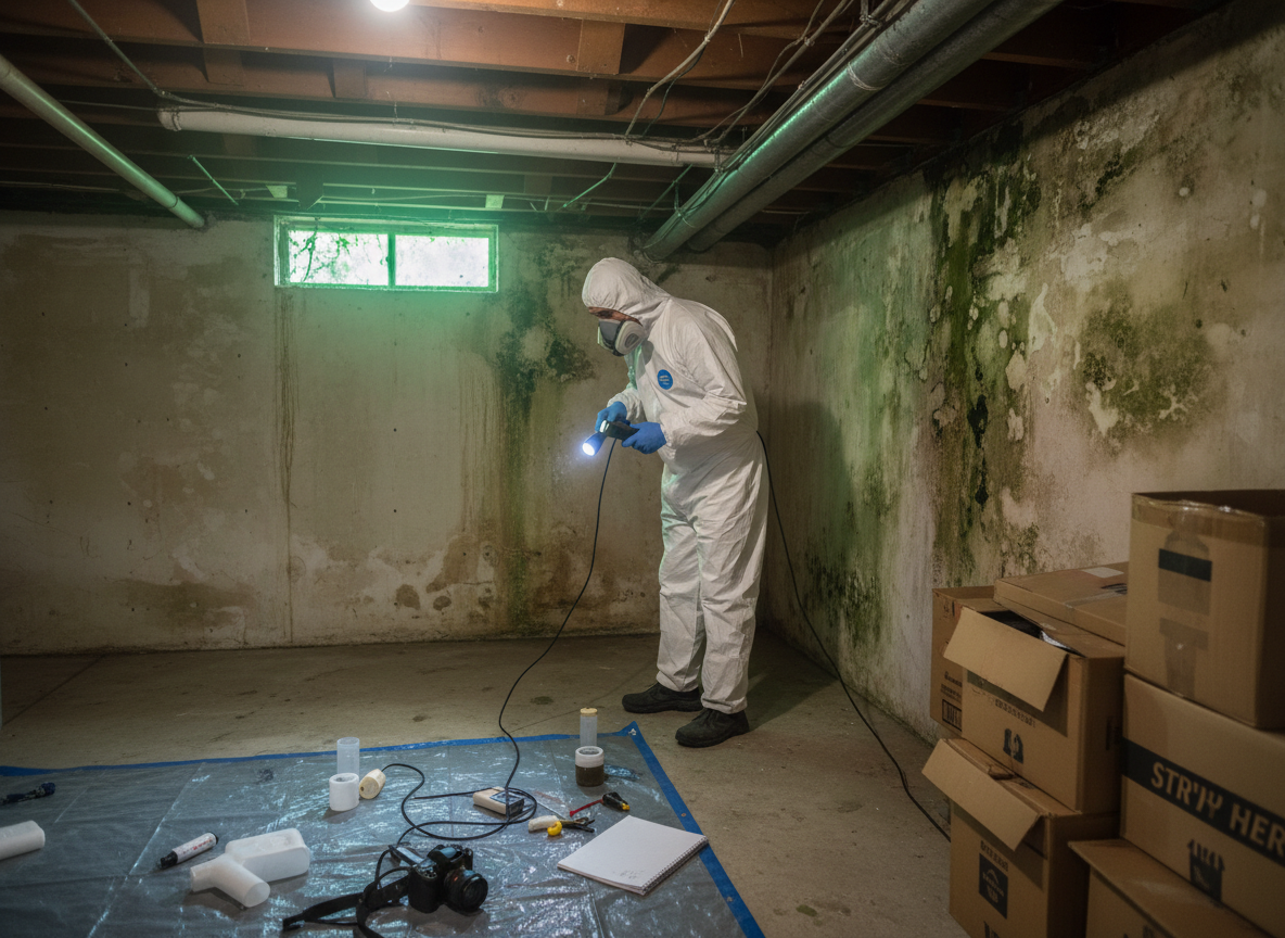 Basement mold inspection in Porter Ranch